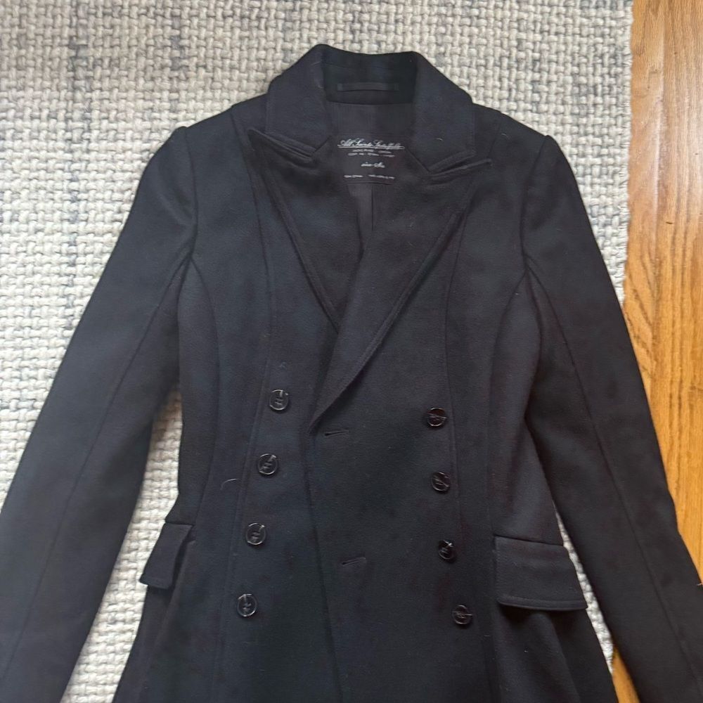 All Saints Charcoal Double-Breasted Pea Coat - Picture 5 of 7
